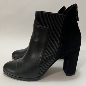 Donald J. Pliner Heeled Ankle Boots | Black Leather & Suede | Women’s Size 9M